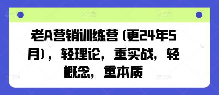 老A营销训练营(更24年10月)，轻理论，重实战，轻概念，重本质-东升网创