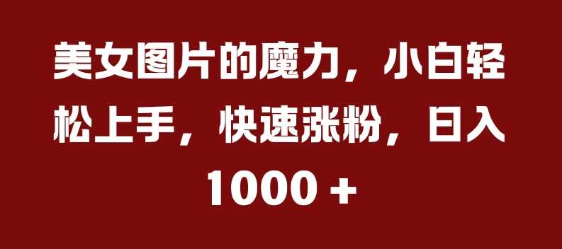 美女图片的魔力，小白轻松上手，快速涨粉，日入几张【揭秘】-东升网创