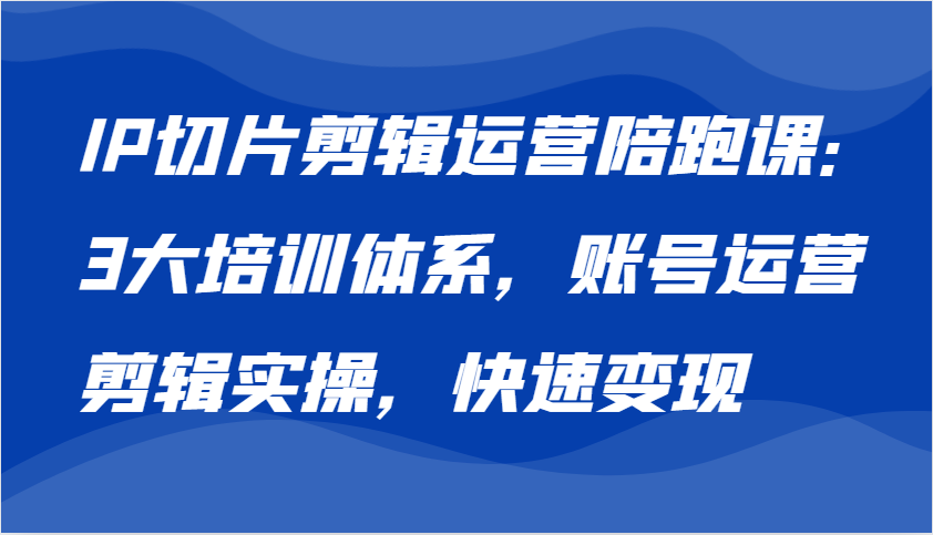 IP切片剪辑运营陪跑课，3大培训体系：账号运营 剪辑实操 快速变现-东升网创