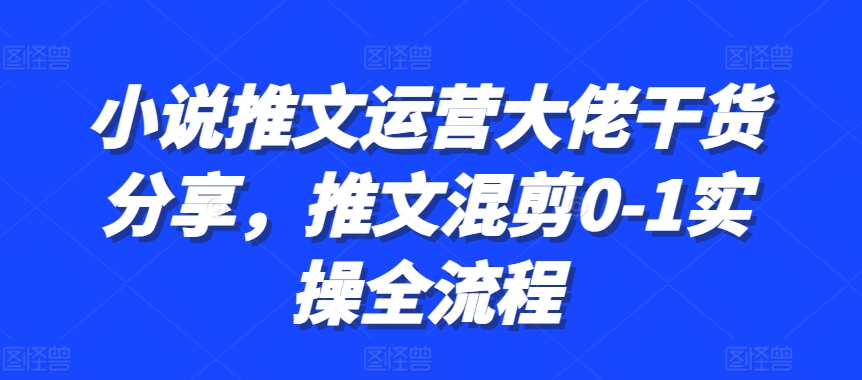 小说推文运营大佬干货分享，推文混剪0-1实操全流程-东升网创