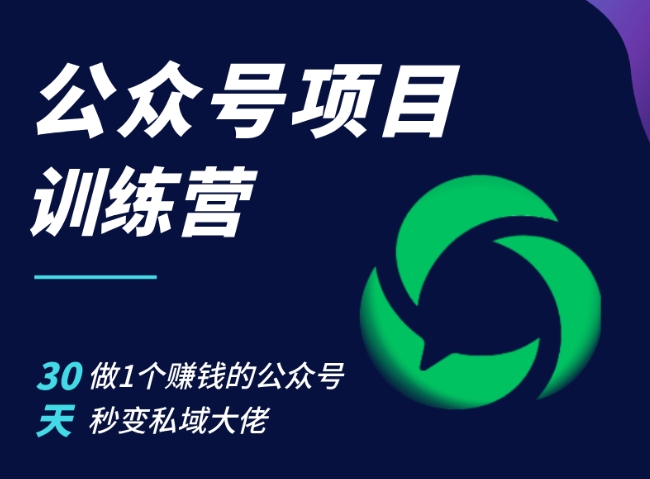 公众号项目训练营，30天做1个赚钱的公众号，秒变私域大佬-东升网创