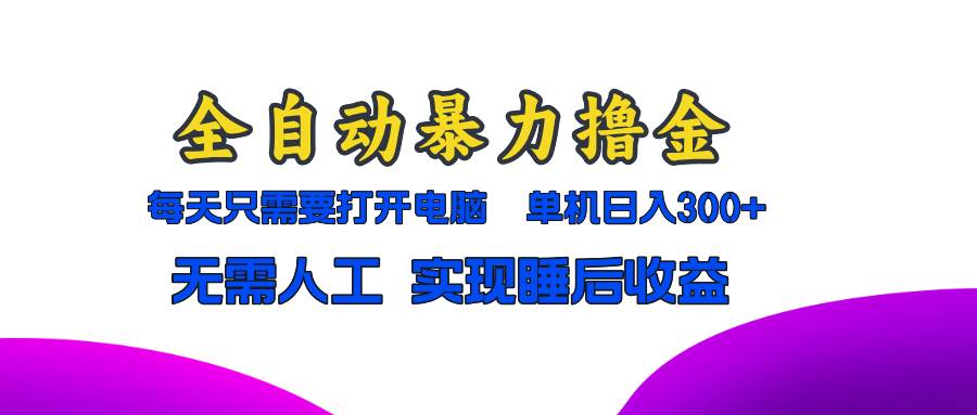 （13186期）全自动暴力撸金，只需要打开电脑，单机日入300+无需人工，实现睡后收益-东升网创