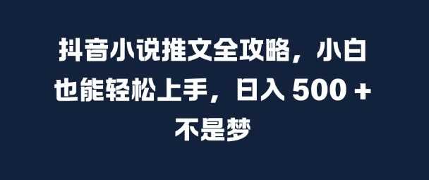 抖音小说推文全攻略，小白也能轻松上手，日入 5张+ 不是梦【揭秘】-东升网创
