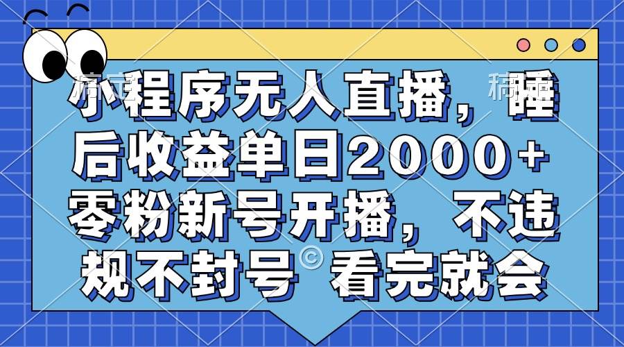 （13251期）小程序无人直播，睡后收益单日2000+ 零粉新号开播，不违规不封号 看完就会-东升网创