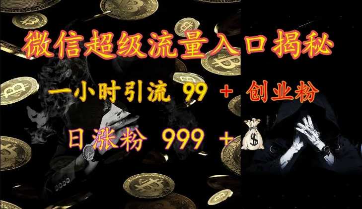 微信超级流量入口揭秘：一小时引流 99 + 创业粉，日涨粉 999 +-东升网创