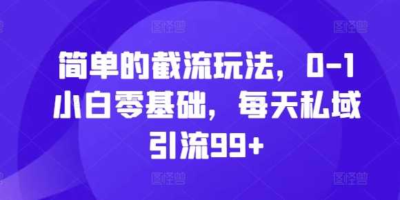 简单的截流玩法，0-1小白零基础，每天私域引流99+【揭秘】-东升网创