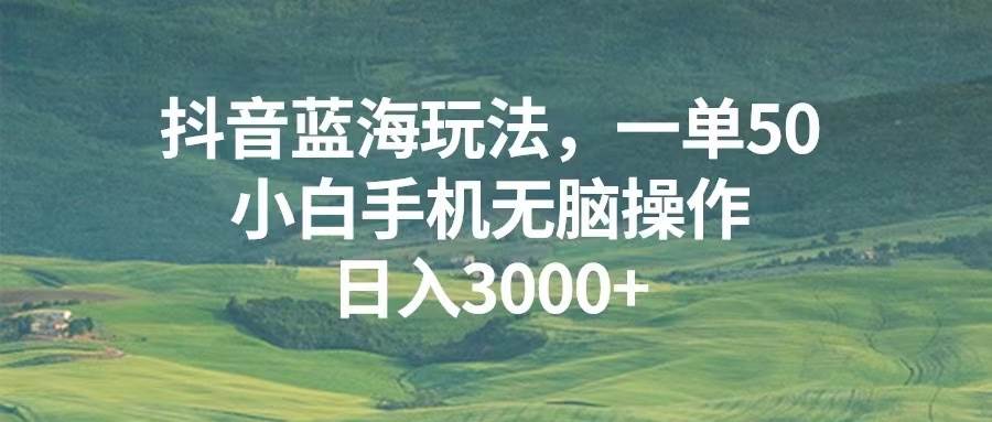 （13353期）抖音蓝海玩法，一单50，小白手机无脑操作，日入3000+-东升网创