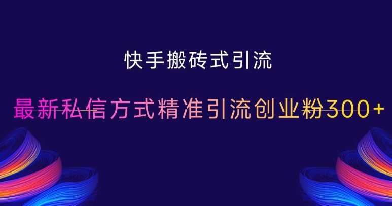 快手搬砖式引流，最新私信方式精准引流创业粉300+-东升网创