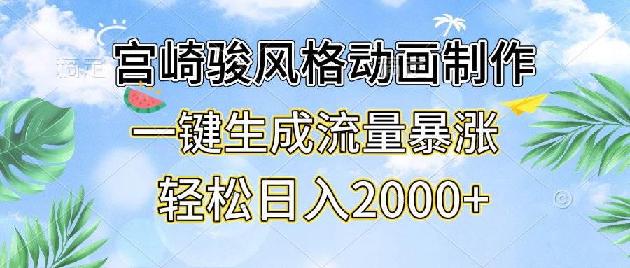 （13386期）宫崎骏风格动画制作，一键生成流量暴涨，轻松日入2000+-东升网创