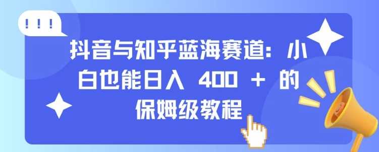 抖音与知乎蓝海赛道：小白也能日入 4张 的保姆级教程-东升网创