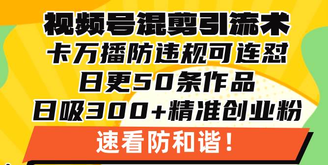 （13400期）视频号混剪引流技术，500万播放引流17000创业粉，操作简单当天学会-东升网创