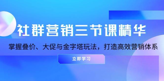 （13431期）社群营销三节课精华：掌握叠价、大促与金字塔玩法，打造高效营销体系-东升网创