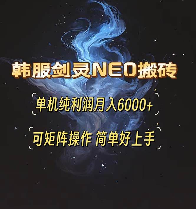 （13435期）韩服剑灵NEO搬砖攻略，单机纯利润月入6000+ 可矩阵操作，简单好上手。-东升网创