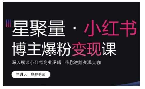 小红书博主爆粉变现课，深入解读小红书商业逻辑，带你进阶变现大咖-东升网创