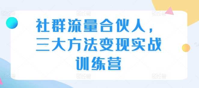 社群流量合伙人，三大方法变现实战训练营-东升网创