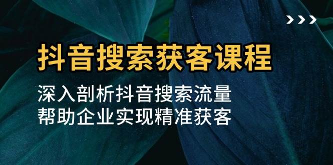 抖音搜索获客课程：深入剖析抖音搜索流量，帮助企业实现精准获客-东升网创
