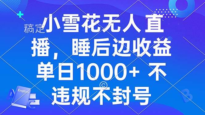 （13491期）小雪花无人直播 睡后收益单日1000+ 零粉丝新号开播 不违规 看完就会-东升网创