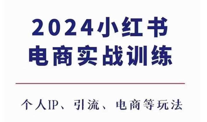 2024小红书电商3.0实战训练，包含个人IP、引流、电商等玩法-东升网创