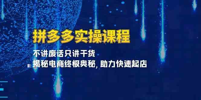 拼多多实操课程：不讲废话只讲干货, 揭秘电商终极奥秘,助力快速起店-东升网创