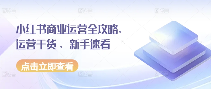 小红书商业运营全攻略，运营干货 ，新手速看-东升网创