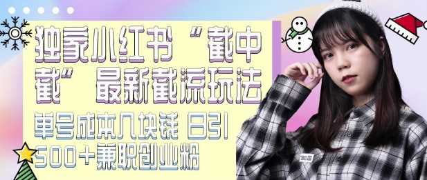 最新小红书截流玩法 独家截中截 单号成本几块钱 日引500+CY粉JZ粉-东升网创