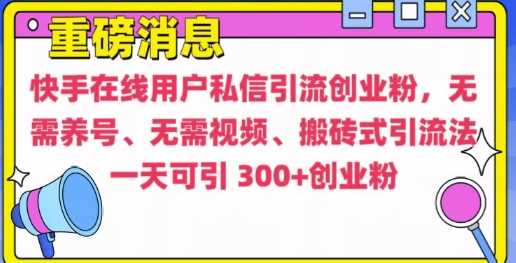 快手最新引流创业粉方法，无需养号、无需视频、搬砖式引流法【揭秘】-东升网创