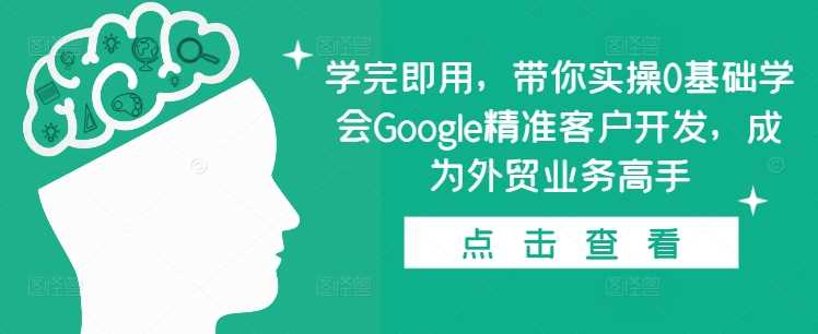 学完即用，带你实操0基础学会Google精准客户开发，成为外贸业务高手-东升网创