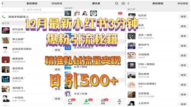 （13653期）12月最新小红书3分钟爆粉引流秘籍 精准私域流量变现 日引500+-东升网创