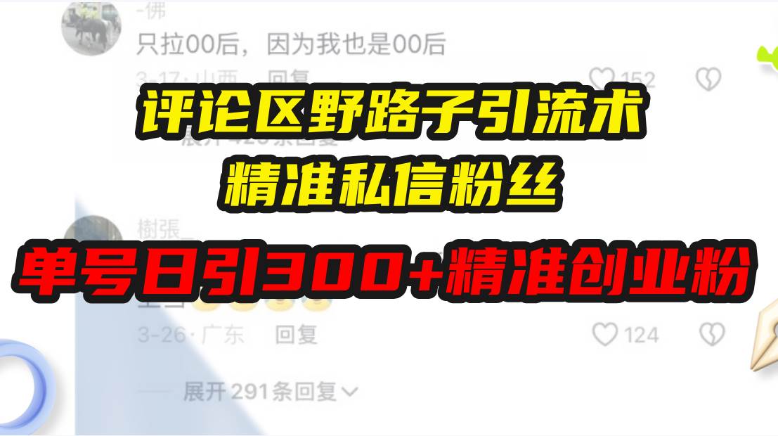 （13676期）评论区野路子引流术，精准私信粉丝，单号日引流300+精准创业粉-东升网创