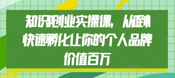 知识IP创业实操课，从0到1快速孵化让你的个人品牌价值百万-东升网创