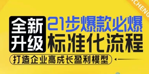 21步爆款必爆标准化流程，全新升级，打造企业高成长盈利模型-东升网创