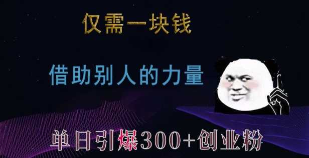 仅需一块钱，借助别人的力量，单日引爆300+创业粉、兼职粉【揭秘】-东升网创