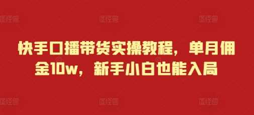 快手口播带货实操教程，单月佣金10w，新手小白也能入局-东升网创