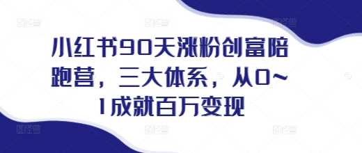 小红书90天涨粉创富陪跑营，​三大体系，从0~1成就百万变现，做小红书的最后一站-东升网创