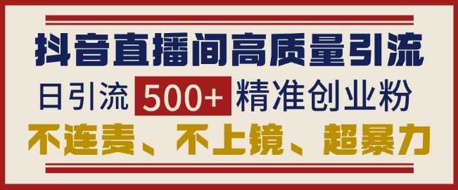 抖音直播间引流创业粉，无需连麦、不用上镜、超暴力，日引流500+高质量精准创业粉-东升网创