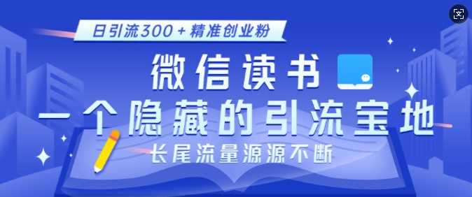 微信读书，一个隐藏的引流宝地，不为人知的小众打法，日引流300+精准创业粉，长尾流量源源不断-东升网创