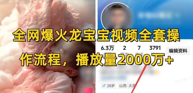 全网爆火龙宝宝视频全套操作流程，播放量2000万+-东升网创