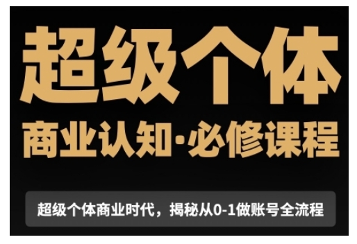 超级个体商业认知觉醒视频课，商业认知·必修课程揭秘从0-1账号全流程-东升网创