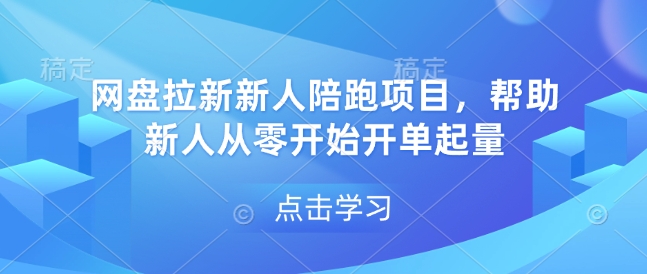 网盘拉新新人陪跑项目，帮助新人从零开始开单起量-东升网创