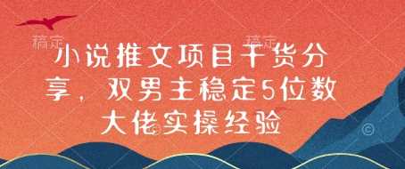 小说推文项目干货分享，双男主稳定5位数大佬实操经验-东升网创