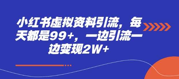 小红书虚拟资料引流，每天都是99+，一边引流一边变现2W+-东升网创