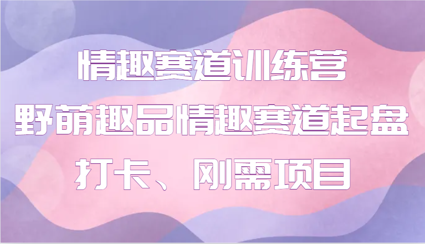 情趣赛道训练营 野萌趣品情趣赛道起盘打卡、刚需项目-东升网创