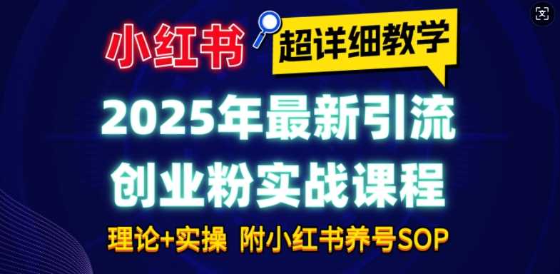 2025年最新小红书引流创业粉实战课程【超详细教学】小白轻松上手，月入1W+，附小红书养号SOP-东升网创