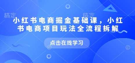 小红书电商掘金课，小红书电商项目玩法全流程拆解-东升网创