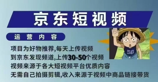 京东短视频带货课，无需自己拍摄剪辑，保姆式教学，两天快速上手-东升网创