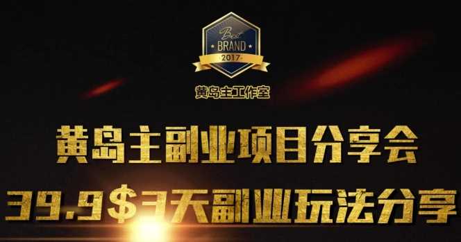 黄岛主副业分享会1期：3天3个副业玩法，速度上车-东升网创