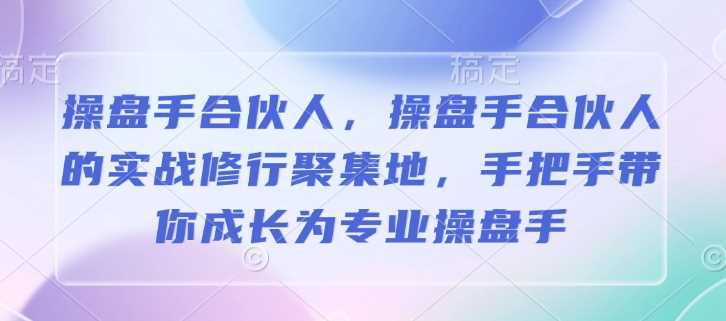 操盘手合伙人，操盘手合伙人的实战修行聚集地，手把手带你成长为专业操盘手-东升网创