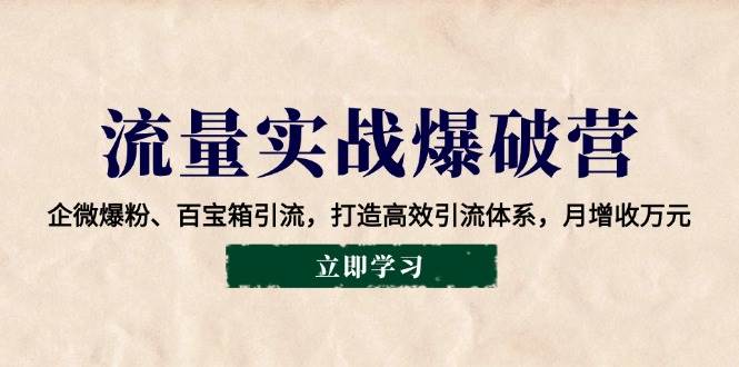 （14039期）流量实战爆破营：企微爆粉、百宝箱引流，打造高效引流体系，月增收万元-东升网创
