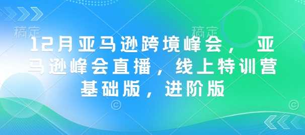 12月亚马逊跨境峰会， 亚马逊峰会直播，线上特训营基础版，进阶版-东升网创