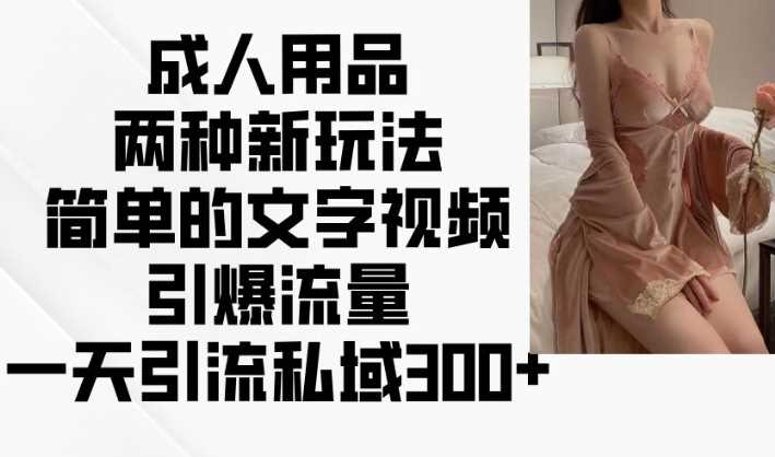 成人用品两种新玩法，简单的文字视频引爆流量，一天引流私域300+-东升网创